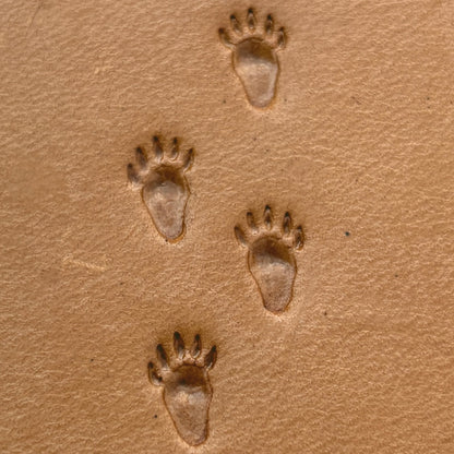 Tracks Paw Bear leather stamp LT336 — pattern imprint on veg-tan leather