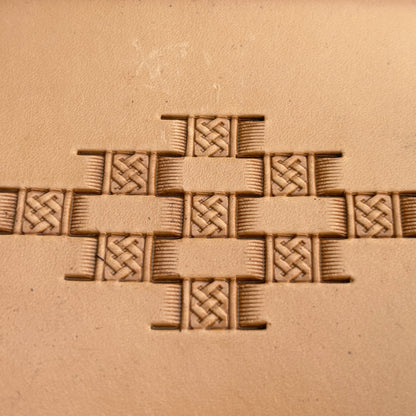 Basket Weave leather stamp LT339 — pattern imprint on veg-tan leather