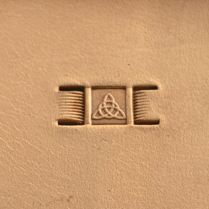 Basket Weave leather stamp LT340 — single impression on veg-tan leather