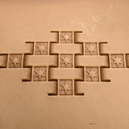 Basket Weave leather stamp LT341 — pattern imprint on veg-tan leather