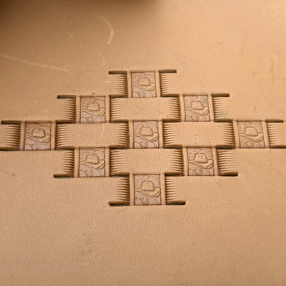 Cowboy Rug Basket Weave leather stamp LT343 — pattern imprint on veg-tan leather