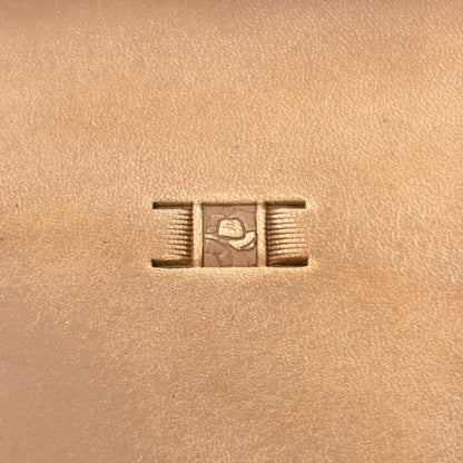 Cowboy Rug Basket Weave leather stamp LT343 — single impression on veg-tan leather