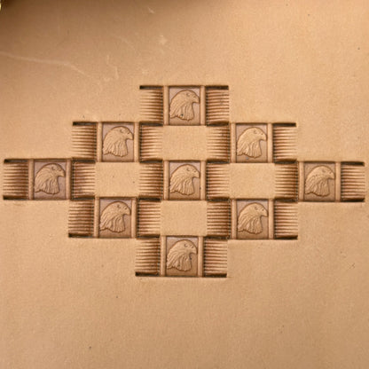 Head Eagle leather stamp LT344 — pattern imprint on veg-tan leather