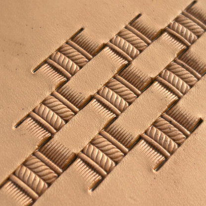Basket Weave leather stamp LT345 — pattern imprint on veg-tan leather