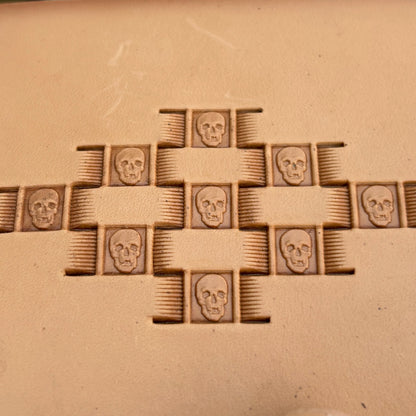 Basket Weave leather stamp LT346 — pattern imprint on veg-tan leather