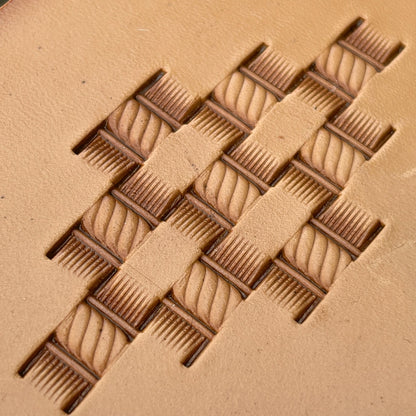 Diamond Shape Basket Weave leather stamp LT347 — pattern imprint on veg-tan leather