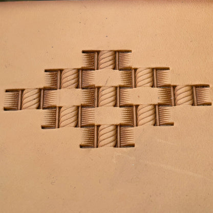 Diamond Shape Basket Weave leather stamp LT347 — pattern imprint on veg-tan leather