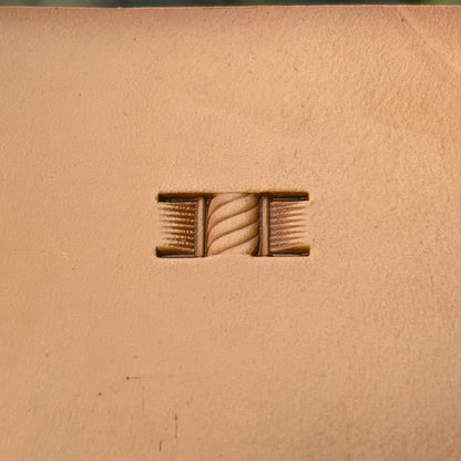Diamond Shape Basket Weave leather stamp LT347 — single impression on veg-tan leather
