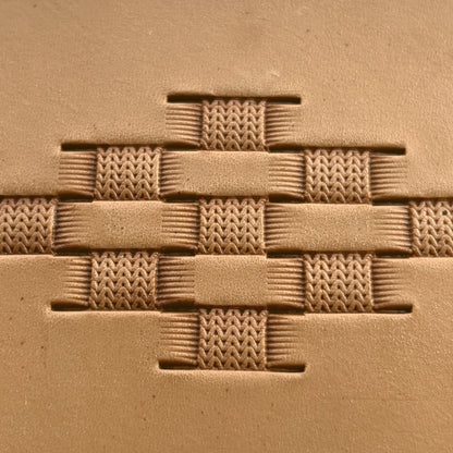 Basket Weave leather stamp LT348 — pattern imprint on veg-tan leather
