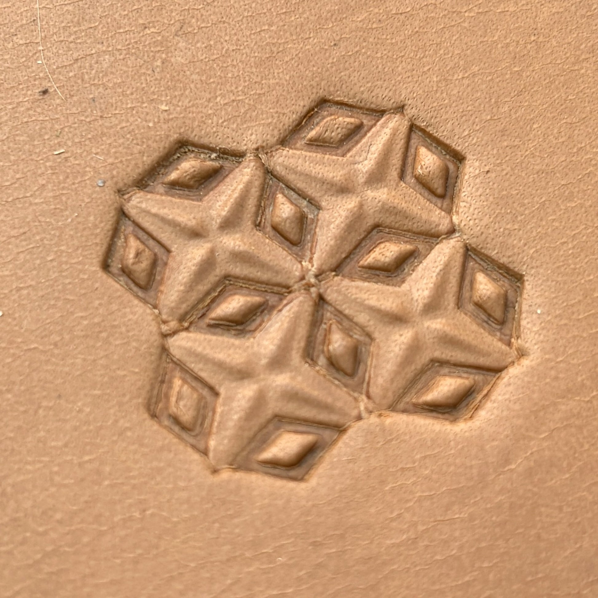 Diamond Cross Geometric leather stamp LT349 — pattern imprint on veg-tan leather