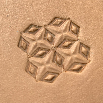 Diamond Cross Geometric leather stamp LT349 — pattern imprint on veg-tan leather