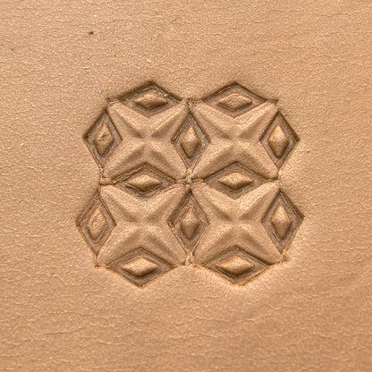 Diamond Cross Geometric leather stamp LT349 — pattern imprint on veg-tan leather