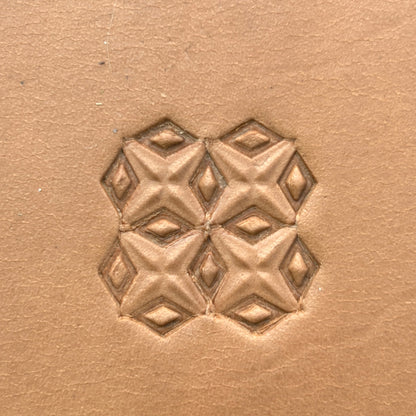 Diamond Cross Geometric leather stamp LT349 — pattern imprint on veg-tan leather