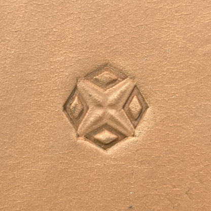 Diamond Cross Geometric leather stamp LT349 — single impression on veg-tan leather