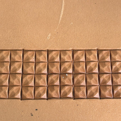 Geometric leather stamp LT351 — pattern imprint on veg-tan leather