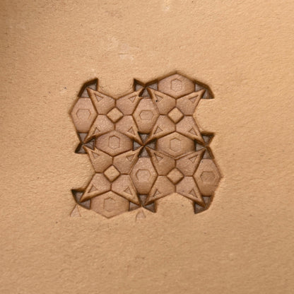 Hex Mosaic Geometric leather stamp LT352 — pattern imprint on veg-tan leather