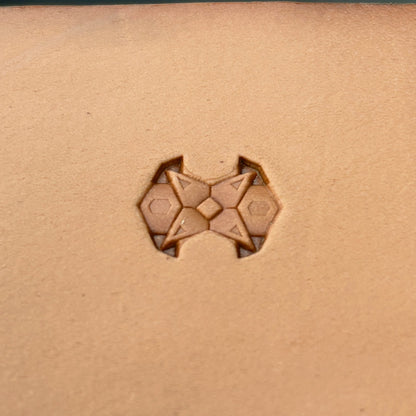 Hex Mosaic Geometric leather stamp LT352 — single impression on veg-tan leather