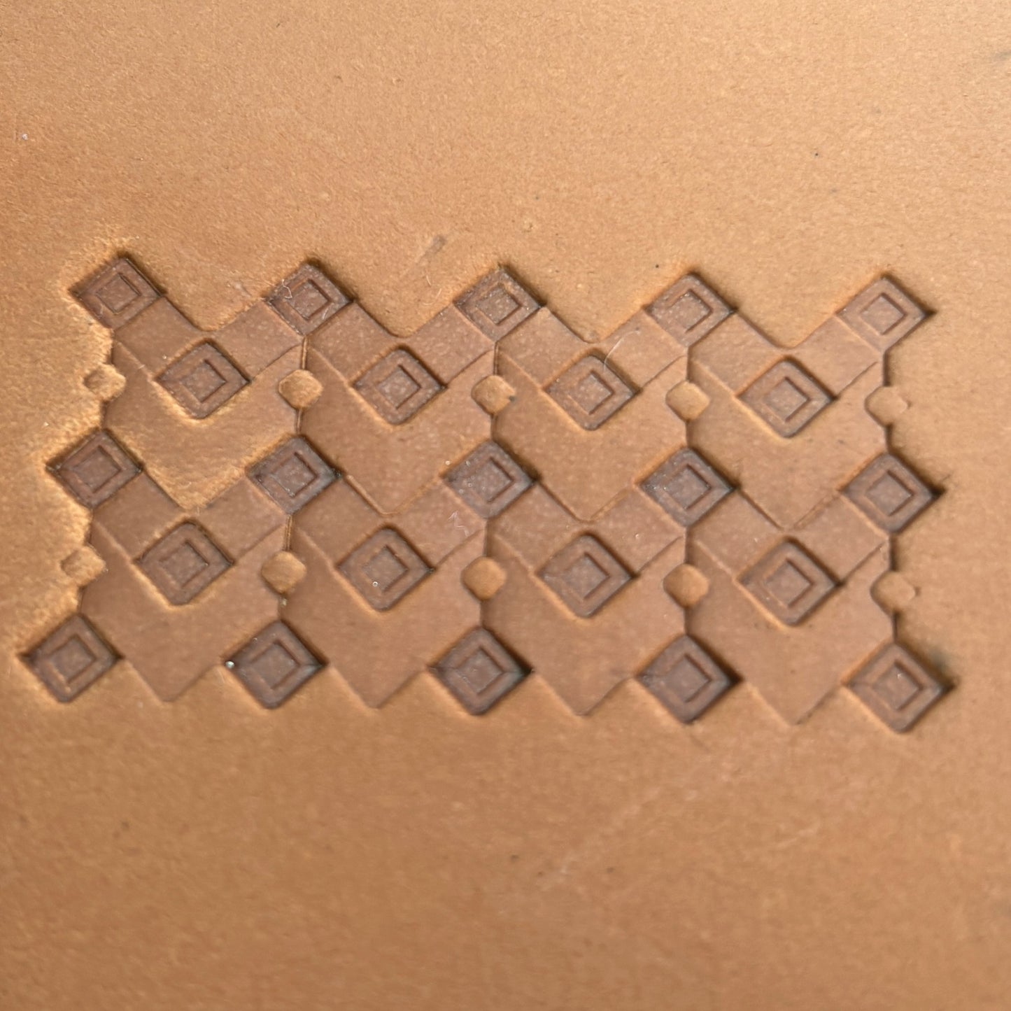 Geometric leather stamp LT355 — pattern imprint on veg-tan leather