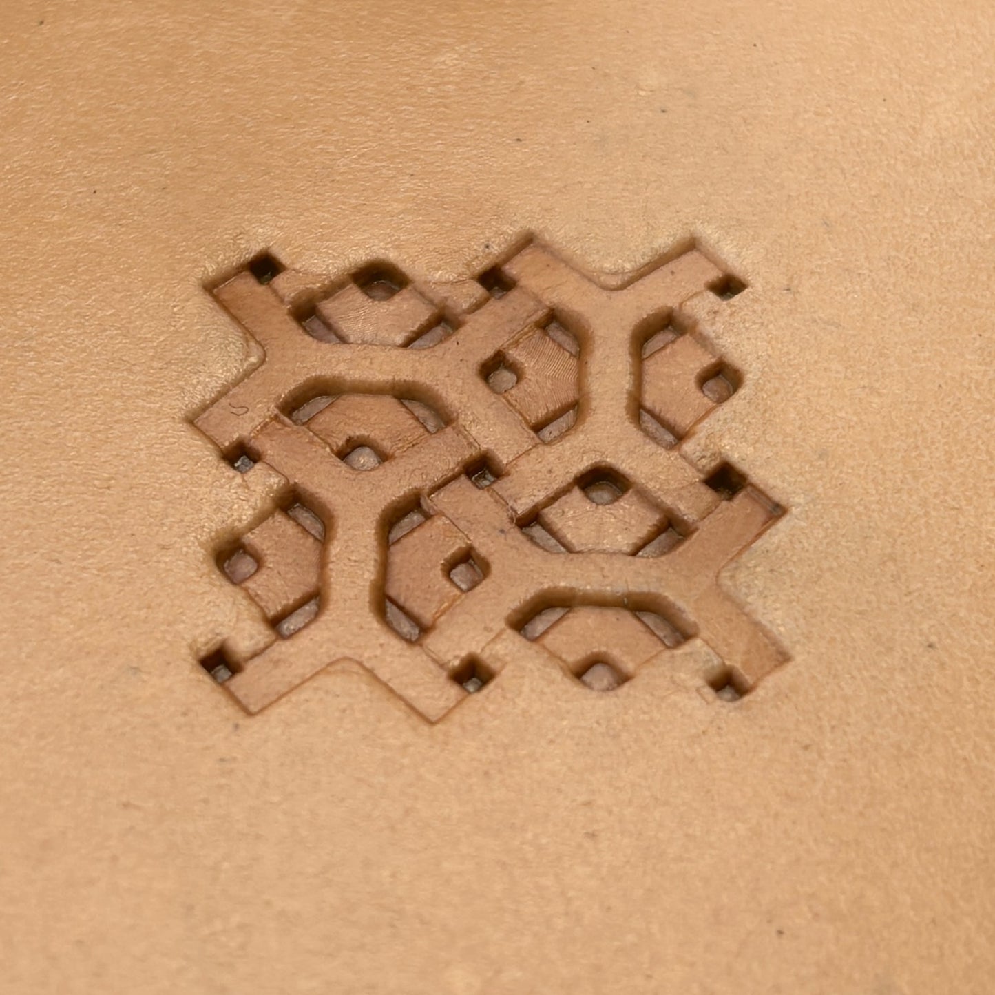 Ornate Lines Geometric leather stamp LT357 — pattern imprint on veg-tan leather
