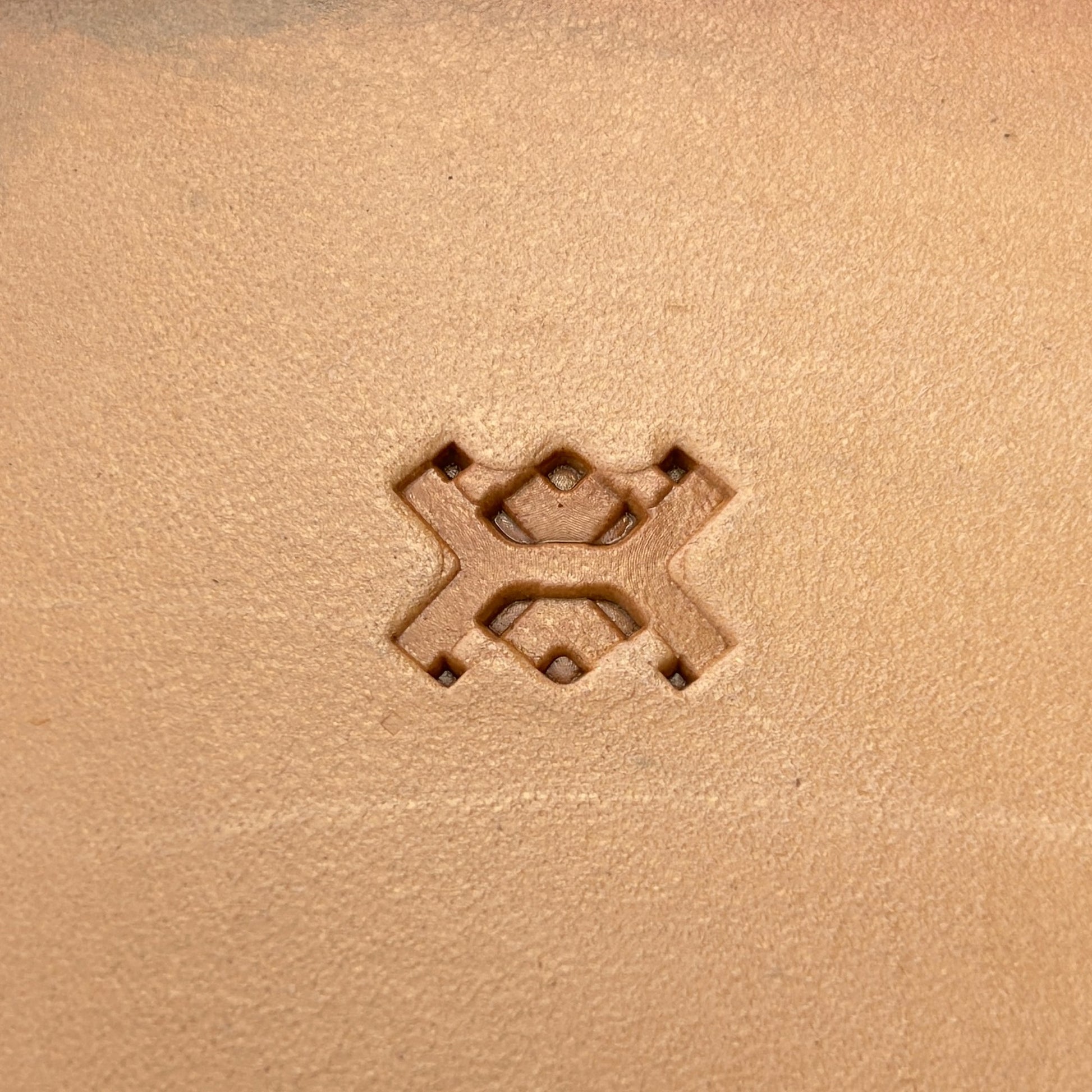 Ornate Lines Geometric leather stamp LT357 — single impression on veg-tan leather