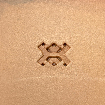 Ornate Lines Geometric leather stamp LT357 — single impression on veg-tan leather