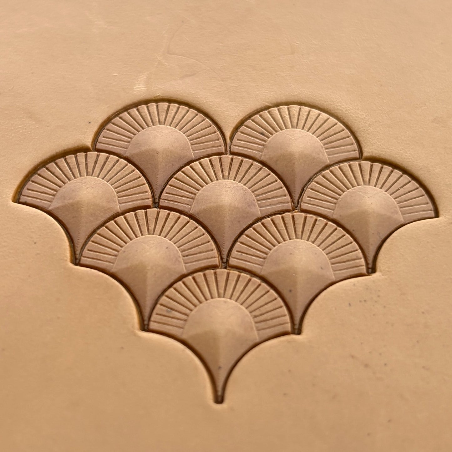 Geometric leather stamp LT359 — pattern imprint on veg-tan leather
