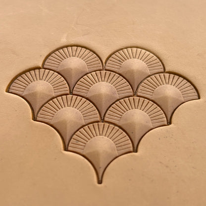 Geometric leather stamp LT359 — pattern imprint on veg-tan leather