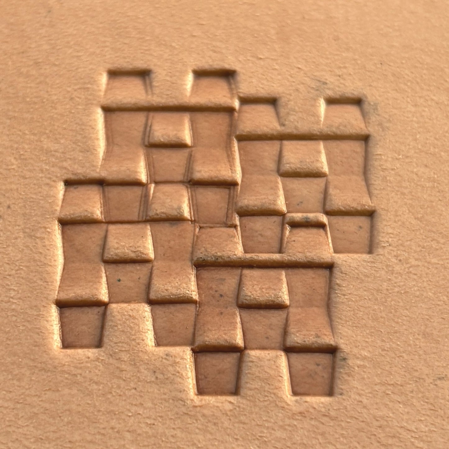 Basket Weave leather stamp LT361 — pattern imprint on veg-tan leather