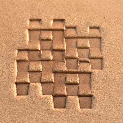 Basket Weave leather stamp LT361 — pattern imprint on veg-tan leather