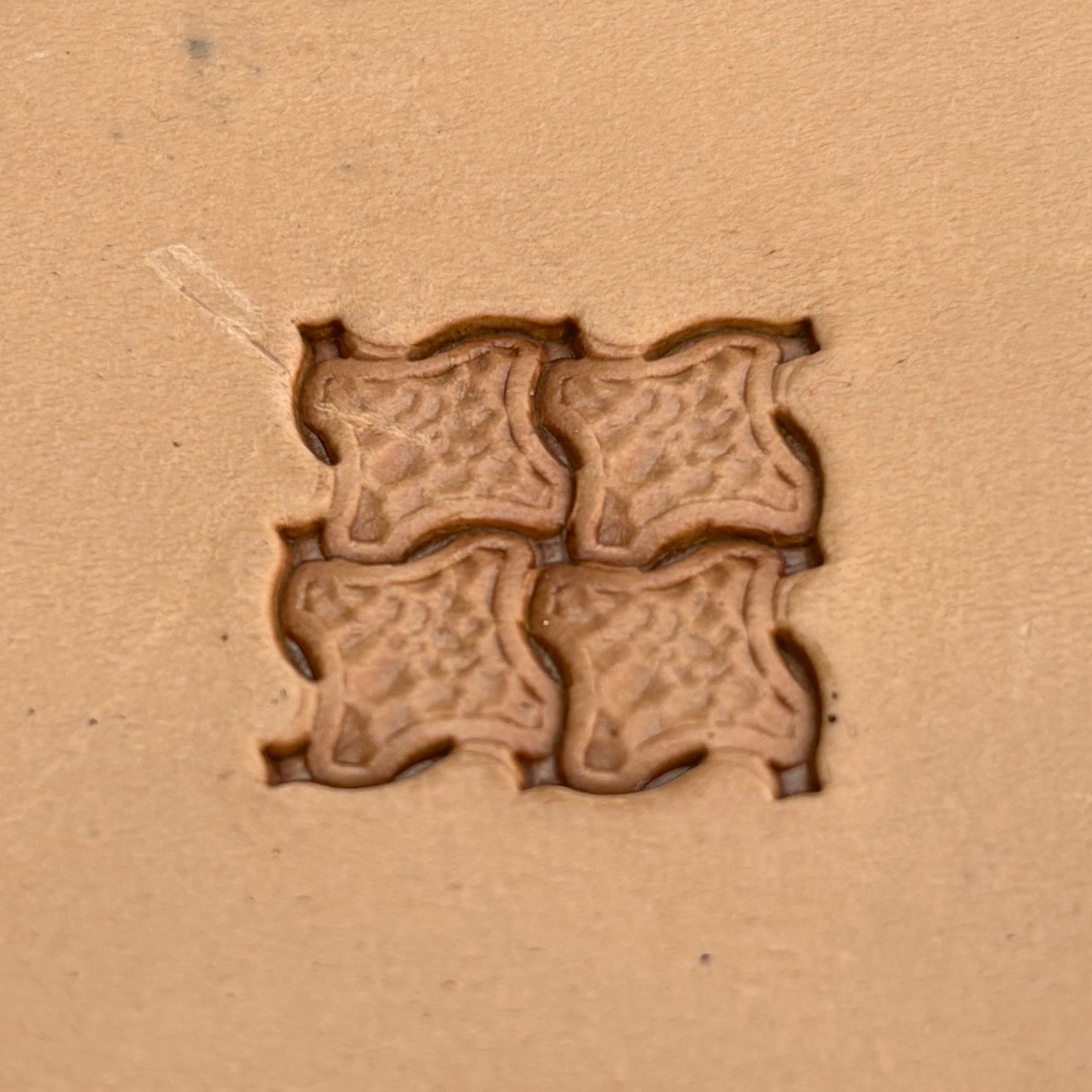 Geometric leather stamp LT362 — pattern imprint on veg-tan leather