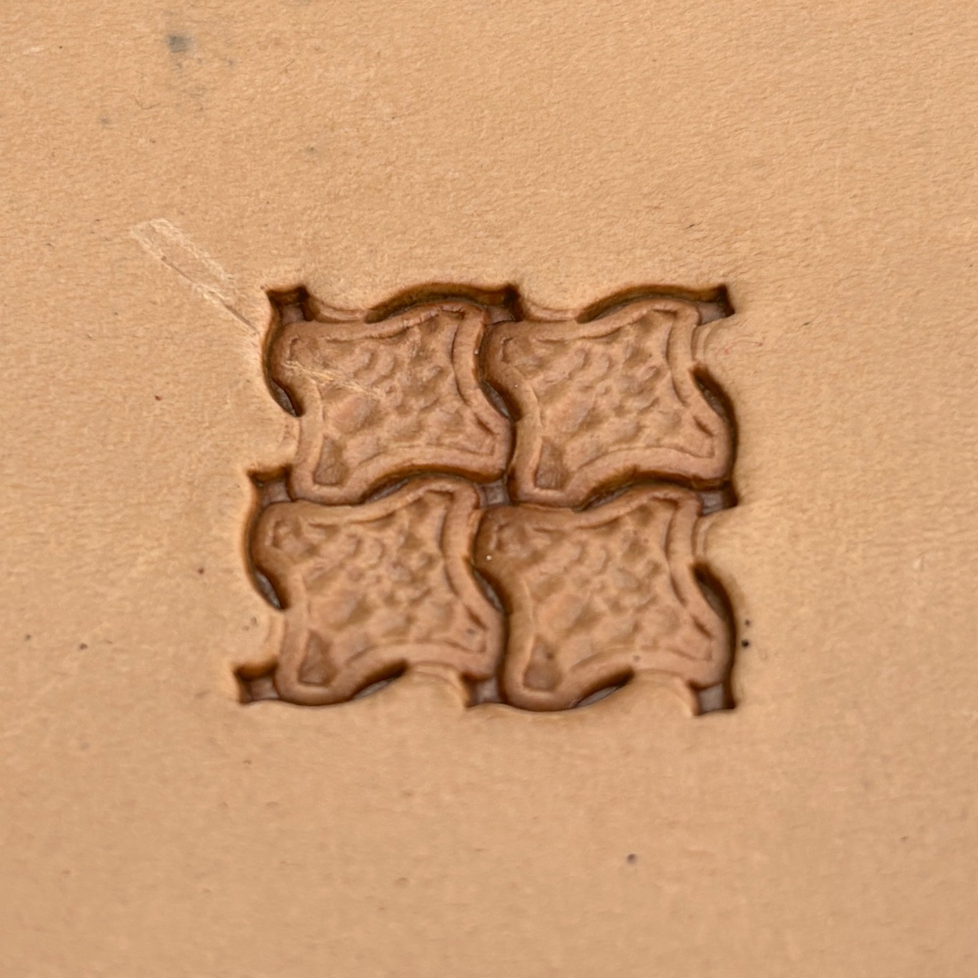 Geometric leather stamp LT362 — pattern imprint on veg-tan leather