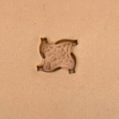 Geometric leather stamp LT362 — single impression on veg-tan leather
