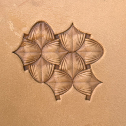 Petal Repeat leather stamp LT363 — pattern imprint on veg-tan leather