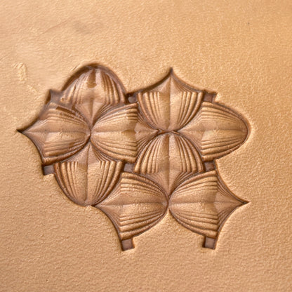 Petal Repeat leather stamp LT363 — pattern imprint on veg-tan leather