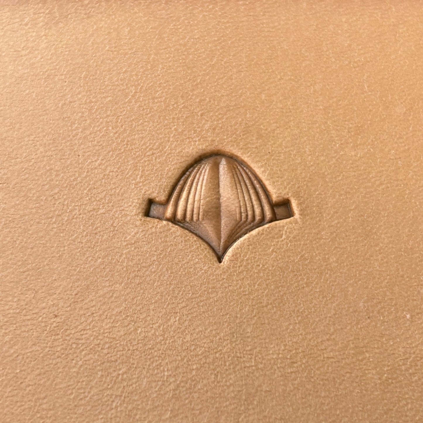 Petal Repeat leather stamp LT363 — pattern imprint on veg-tan leather