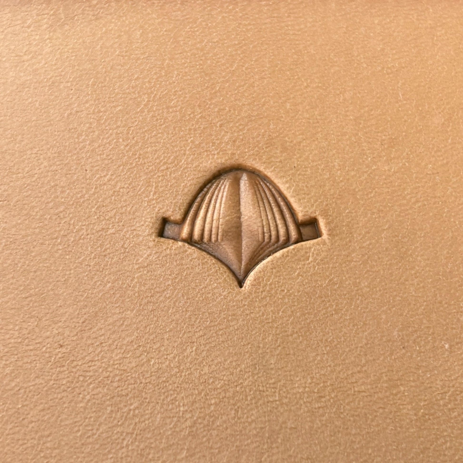 Petal Repeat leather stamp LT363 — pattern imprint on veg-tan leather
