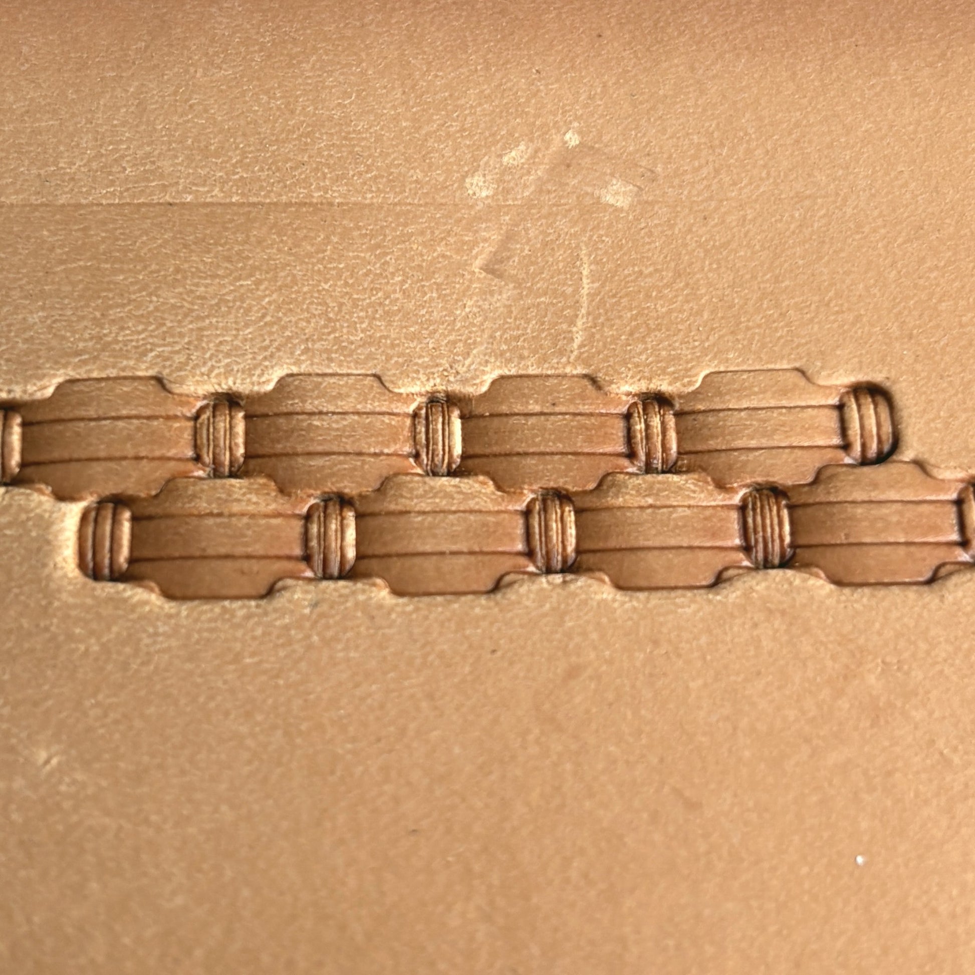 Basket Weave leather stamp LT364 — pattern imprint on veg-tan leather