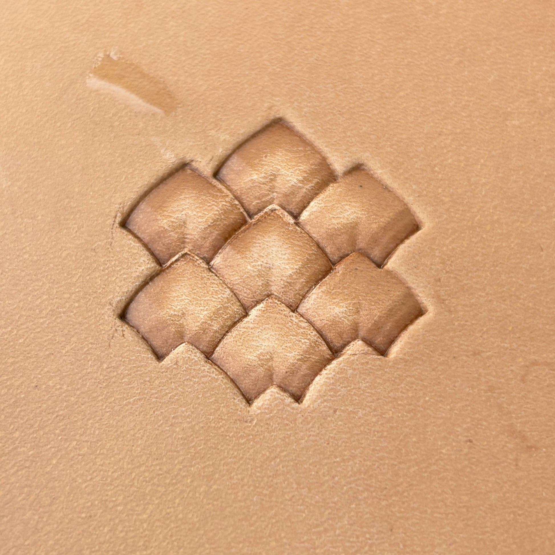 Curved Tiles Basket Weave leather stamp LT366 — pattern imprint on veg-tan leather