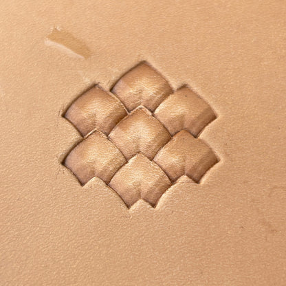 Curved Tiles Basket Weave leather stamp LT366 — pattern imprint on veg-tan leather