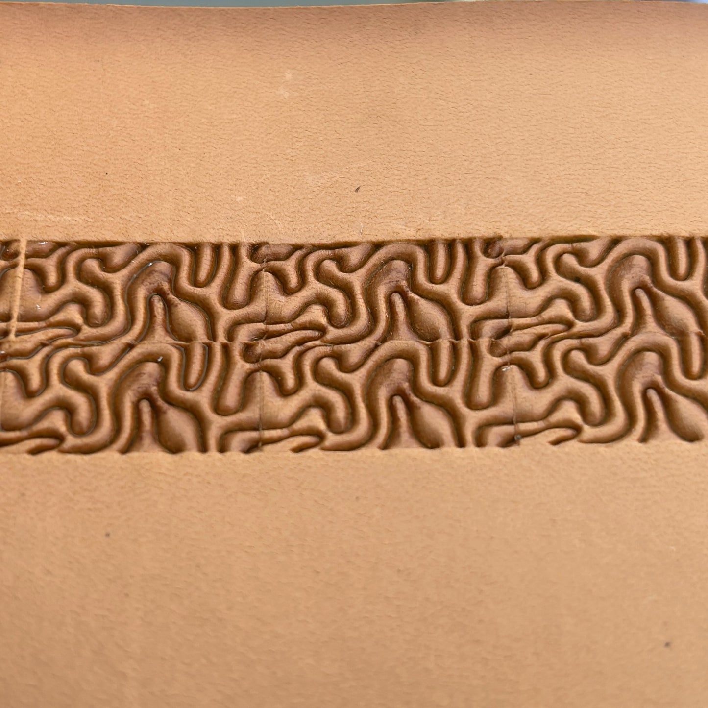 Maze Lines leather stamp LT368 — pattern imprint on veg-tan leather