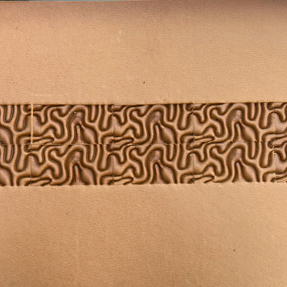 Maze Lines leather stamp LT368 — pattern imprint on veg-tan leather