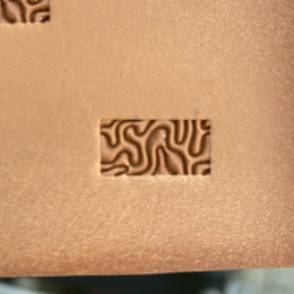 Maze Lines leather stamp LT368 — single impression on veg-tan leather
