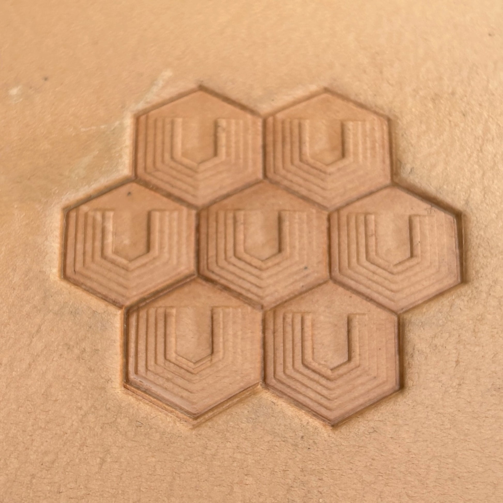 Geometric leather stamp LT369 — pattern imprint on veg-tan leather