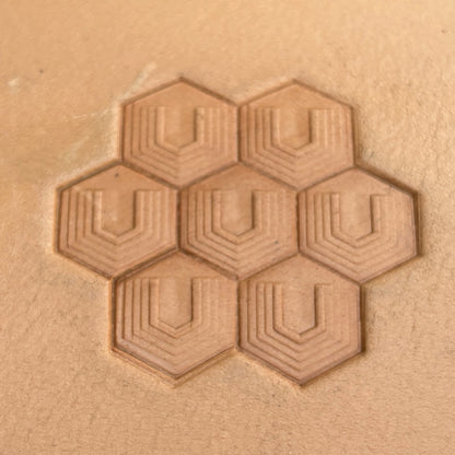 Geometric leather stamp LT369 — pattern imprint on veg-tan leather
