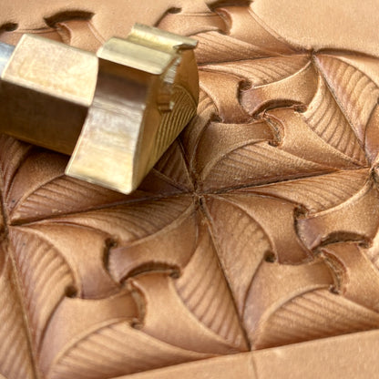 Curved Tiles Geometric leather stamp LT371 — pattern imprint on veg-tan leather