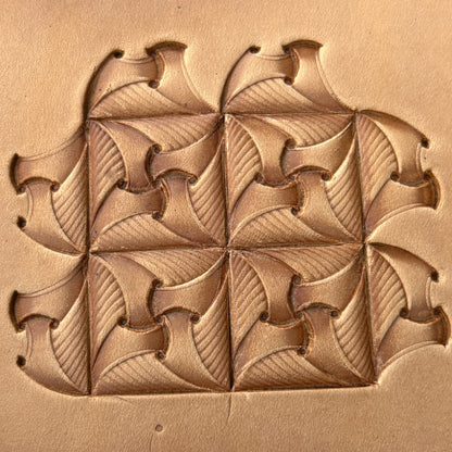 Curved Tiles Geometric leather stamp LT371 — pattern imprint on veg-tan leather