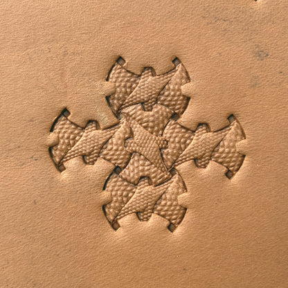 Rough Scales leather stamp LT372 — pattern imprint on veg-tan leather