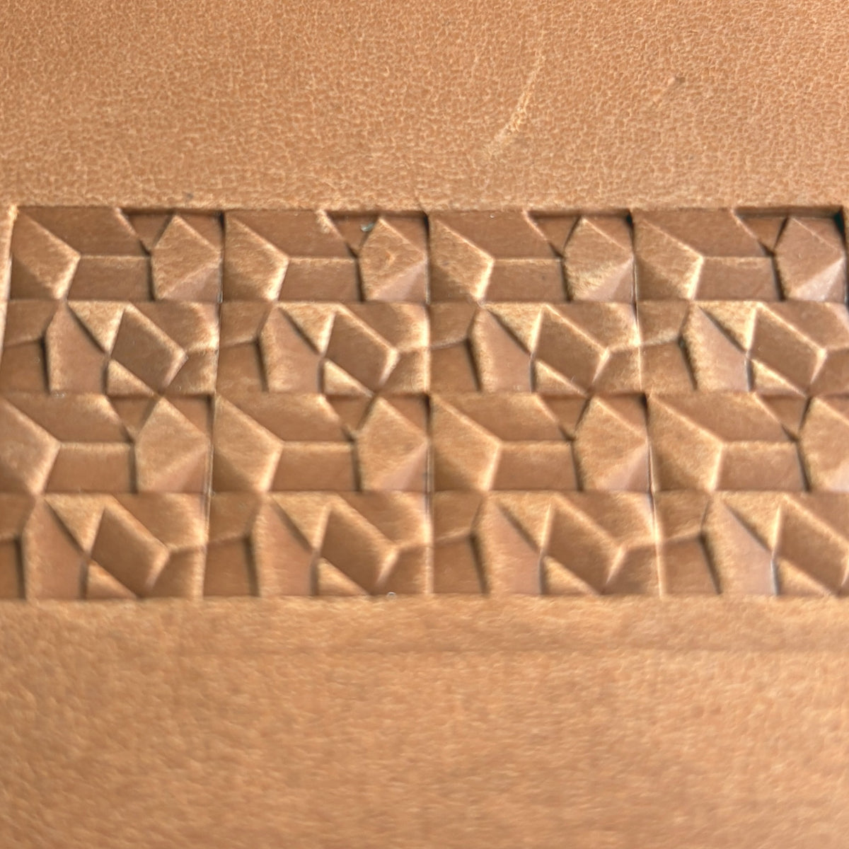 Geometric leather stamp LT374 — pattern imprint on veg-tan leather