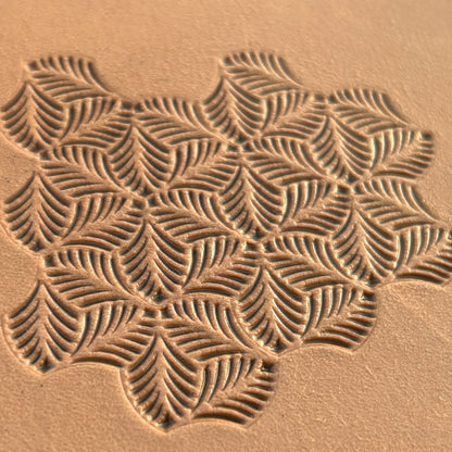 Leaf leather stamp LT375 — imprint on natural veg-tan leather
