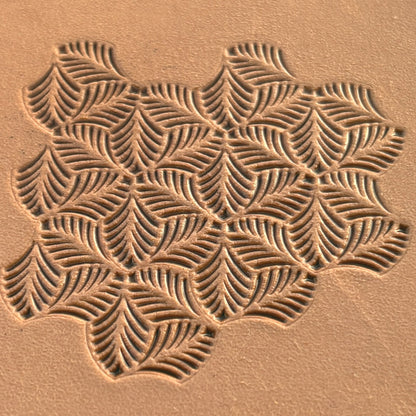 Leaf leather stamp LT375 — pattern imprint on veg-tan leather